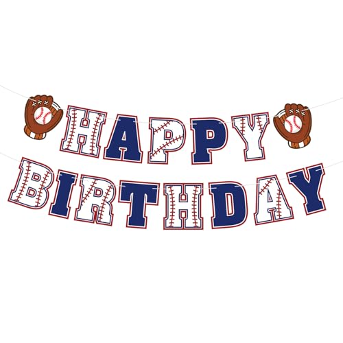 Image of Baseball Birthday Banner, Baseball Happy Birthday Banners, Sports Theme Birthday Party Supplies for Party Supplies Baby Shower Boys and Girls
