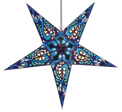 GURU SHOP Faltbarer Advents Leucht Papierstern, Weihnachtsstern 60 cm - Galadriel Blau