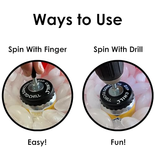 ZipChill Instant Beverage Spinner Chiller, Universal Can Cooler for Drinks, Rapidly Chills Beer and Soda Cans in 60 Seconds, No Batteries Required, Lightweight Small Portable