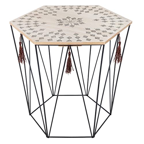 ATMOSPHERA CREATEUR D'INTERIEUR Mesa Auxiliar 'Kumi' Octogonal, Metal y Madera