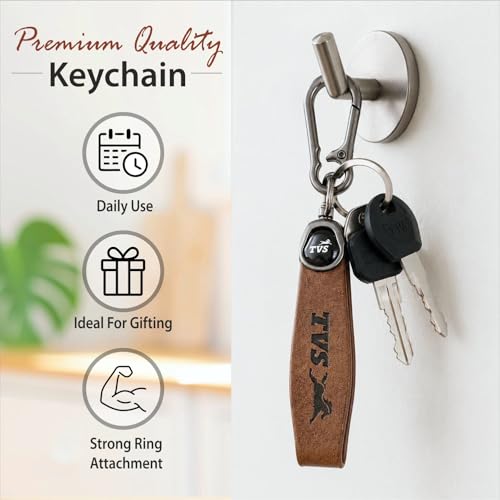Image of Premium Keychain Compatible with TVS Bike Keys | Heavy Duty Metal Key Ring Holder | Stylish Durable Leather Key Holder | Bike Keychain For men