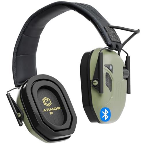 Earmor M300T Elektronische Gehörschutz Mit Bluetooth Schiessen Kapselgehörschutz Ohrenschützer Lärmdämpfung für Jagd Schieß Dämmwert, SNR 29dB Dynamische Geräusch-Regelung, Grün