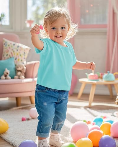 3 Pack Baby Girls Short Sleeve T-Shirts Infant Soft Cotton Tee Toddler Girl Clothes Size 18M-5T2