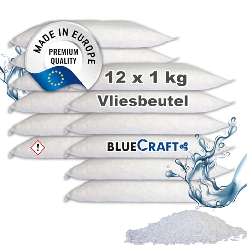 Bluecraft - Luft-Entfeuchter Granulat im Vliesbeutel 12 x 1 kg Nachfüllpackung Raumentfeuchter ohne Strom