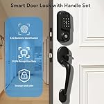 Keyless Entry Door Lock with Handle Set, Keyless Entry Deadbolt with Handle Set, Smart Locks for Front Door Alexa Fingerprint Auto Lock,Black - Image 3