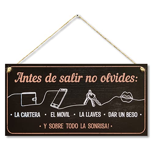 CARISPIBET Antes de Salir no Olvides cartello chistoso y cariñoso Decorativos para el hogar decoración de Pared 15 x 30 cm