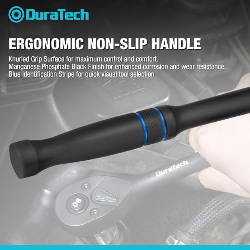 Image of DURATECH 3 /8-Inch Drive Ratchet, 90-Tooth Quick-Release Ratchet Wrench, Reversible, Cr-V Made, 4 Swing, Manganese Phosphate Black Finish, Gifts for Men Gifts for Women