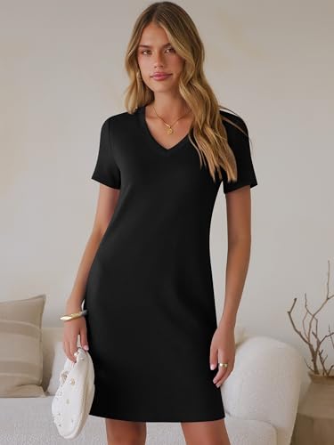 Image of ANRABESS Womens Wrinkle Free Summer Casual Short Sleeve Mini Dresses