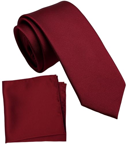 Image of Boy's Solid Tie with Pocket Square Set, Regular Necktie for Children and Kids, Self-Tied