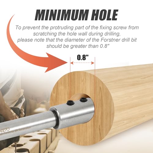 Swozzto BUS010 2Pcs Forstner Bit Extension Set With Anti-Slip Design,Adding Over 3.28 Inch&5.64 Inch Drilling Depth To Forstner Bit,Suitable thumb #5