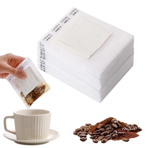 BCHKO 50 Filtri per Caffè Monouso, Filtri da Appendere in Carta, Filtri Portatili per Caffè/Tè, Buste Pieghevoli per Caffè (Ideali per Viaggi, Casa, Ufficio)