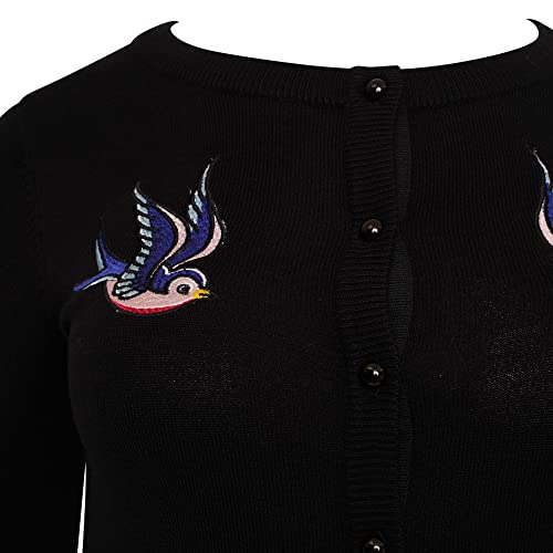 Ro Rox Swallows Cardigan Rockabilly Retro Vintage Bird Embroidery Knit Knitted3