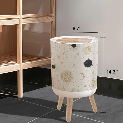Caneca de Basura Pequeña con Tapa y Patas de Madera miniatura 3