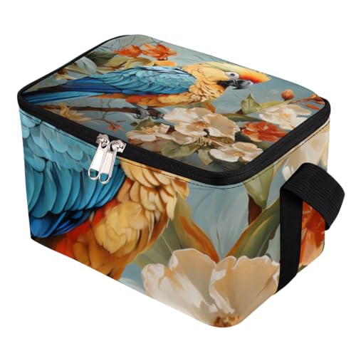 GzLeyigou Lunch Bags for Women Men 9 Cans,Parrot Bird Hot & Cold Food Delivery Bag Insulated Grocery Bag Insulated Lunch Box Parrot Cooler Bag for Office Work Picnic Beach