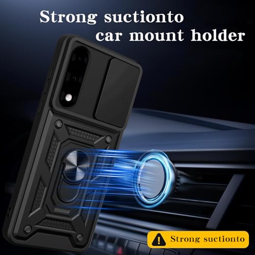 Image of Spazy Case OnePlus Nord 5 Back Cover | Heavy Duty Hybrid Case with 360 Degree Rotating Finger Ring Holder + Slider Shutter Camera Protection Case for OnePlus Nord 5 - Blue