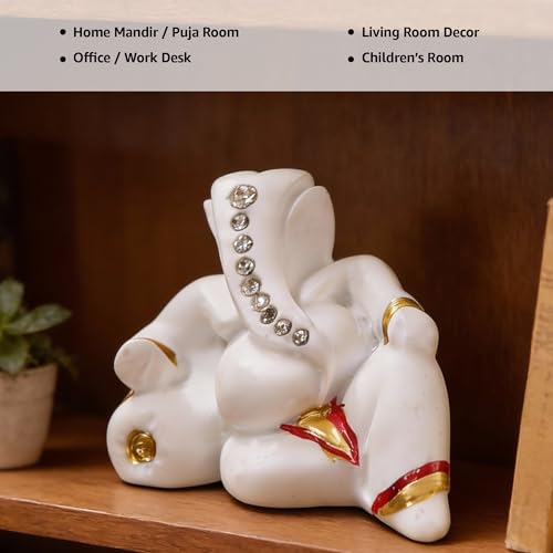 Image of Lord Ganesha Resin Idol for Car Dashboard, Home Temple & Office Desk (6.5 x 5.5 x 4.5 cm) | Handcrafted Ganpati Murti Showpiece for Vastu & Good Luck | Religious Gift for New Car & Home