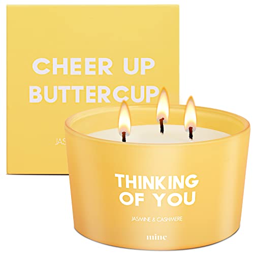 Thinking Of You Candle | Cheer Up Buttercup | Jasmine & Cashmere Scented 3 Wick Soy Candle | Home Decor Candle By The Mine Company #TOP20