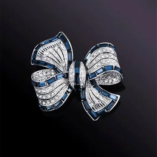 Image of Bow Brooches for Women Elegant Crystal Bowknot Brooch Pin Beautiful Lapel Pins Dress Suit Shirt Sweater Ceremony Clothes Accessories Jewlery for Mom Wife(Stlye E)