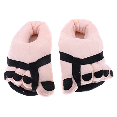 FLAMEER Freche Große Zehen Füße Warme Weiche Plüsch Hausschuhe Unisex Winter Indoor Slipper - Schwarz