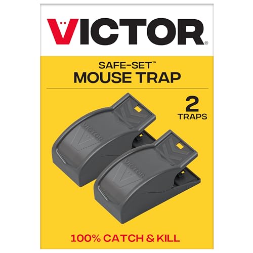 Side view Victor trap with safety label
