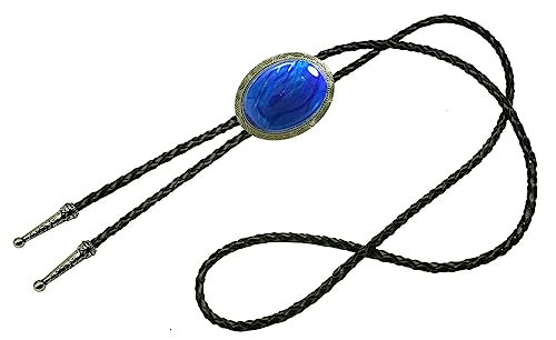 Image of Moranse Bolo Tie with Natural Tiger Eye Stone Celtic Style Genuine and Cowhide Rope