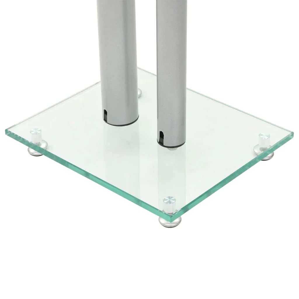 vidaXL Supporti per altoparlanti in argento, 2 pezzi, supporto per altoparlante da scaffale, design in vetro e alluminio, altezza massima 61 cm, capacità di carico 25 kg