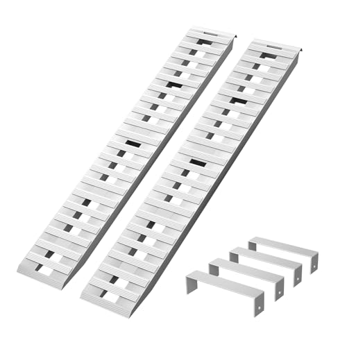 Jocisland 2 PCS Aluminum Trailer Ramp with Hook Ends, 6000 LBS Total Capacity, 83