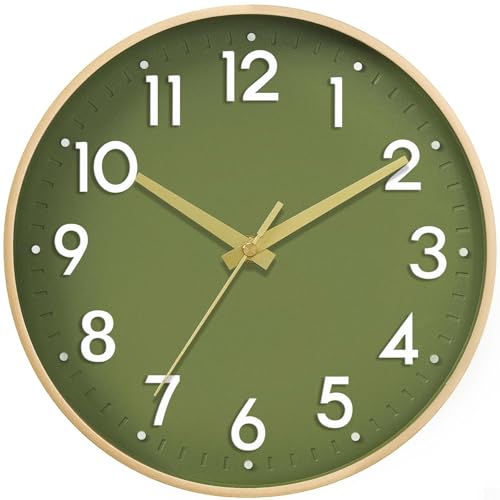 Mosewa Wall Clock 8 Inch, Battery Operated Silent Non-Ticking Modern Analog Clock Decorative for Kitchen, Bedroom, Office(Gold)