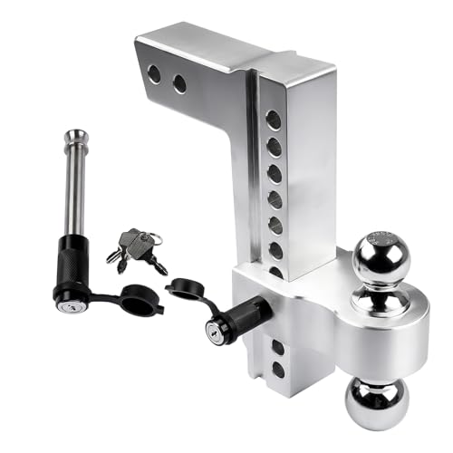 Lamerto Adjustable Trailer Hitch Ball Mount for 2.5-Inch Receiver, 10-Inch Drop/Rise Hitch 18500LBS, 2