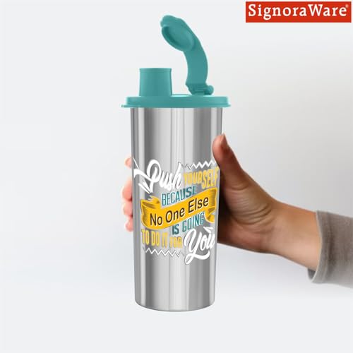 Image of SignoraWare Jumbo Stylish Stainless Steel Sipper | Airtight & Leakproof Lid | Easy to Clean & Carry | Ideal for Kids, Office, Gym, Travel, School & Outdoor Use (500ml | Green)