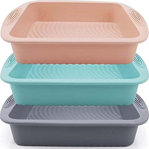 Baocuan Silicone Square Cake Pan 3 Pack Cover
