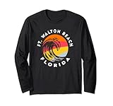 Ft. Walton Beach Florida Vacation Souvenir Ocean Wave Beach Long Sleeve T-Shirt