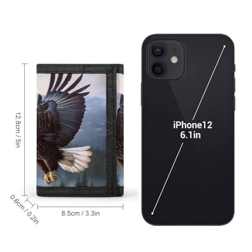 Flying Eagle Print Trifold Wallet with ID Window & Key Ring | Slim Front Pocket Wallet with 8 Card Holder2