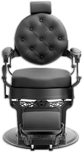 LBH Poltrona clássica de barbeiro hidráulica estilo retro vintage com apoio para os pés integrado modelo Mae (castanho)