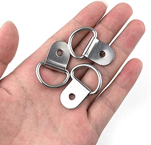 Sjorogen voor aanhanger, sjorogen, 20 stuks, D-ring, sjorogen, roestvrij staal, opbouwsjorogen, sjorringen, haken, D-ring, sjorring, opbouwring, ring voor het vastzetten van lading in auto's, kajak en
