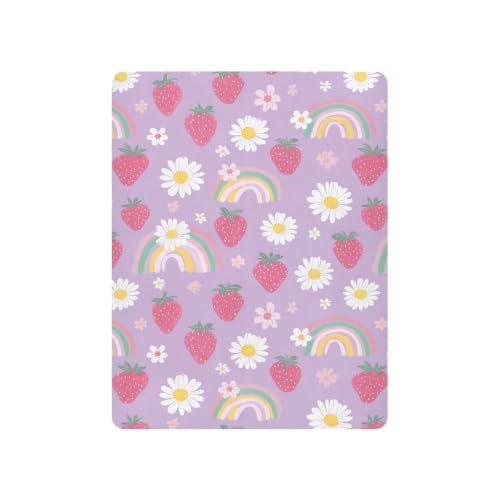 Image of Crib Sheet Breathable Soft Crib Mattress Sheet for Baby Toddler Boys Girls Fitted Crib Sheet Fit Standard Crib Mattress 39 x 27 Inch Purple Rainbow Daisy Strawberry