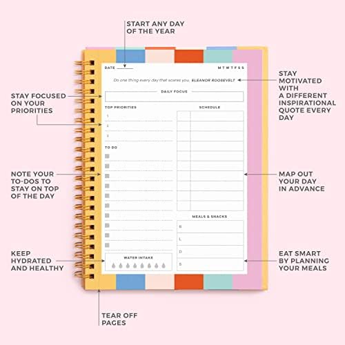 S&O Undated Planner with Meal, Habit and Routine Tracker, Daily To Do List - Weekly and Monthly Goal Agenda Striped Notebook Organizer for 2023, Students, College, Work, ADHD, Fitness, Productivity