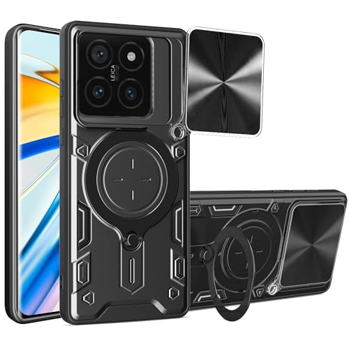 Lucyliy Compatible with Xiaomi 14T Pro Phone Case Cover [with Tempered Glass Screen Protector] Black