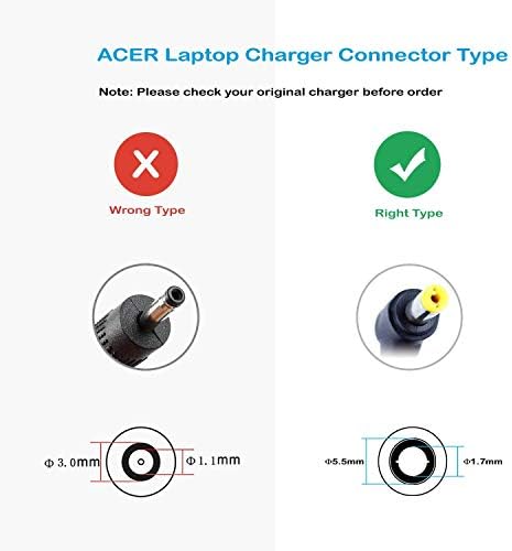 FSKE 45W 19V 2.37A Laptop Charger for Acer Aspire 1 3 5 ES1 E1 E5 E15 E17 ES1 E5 E1 V5 V3 S3 R3 E15 5750 5920 Chromebook Power Supply Notebook AC Adapter,5.5 * 1.7mm