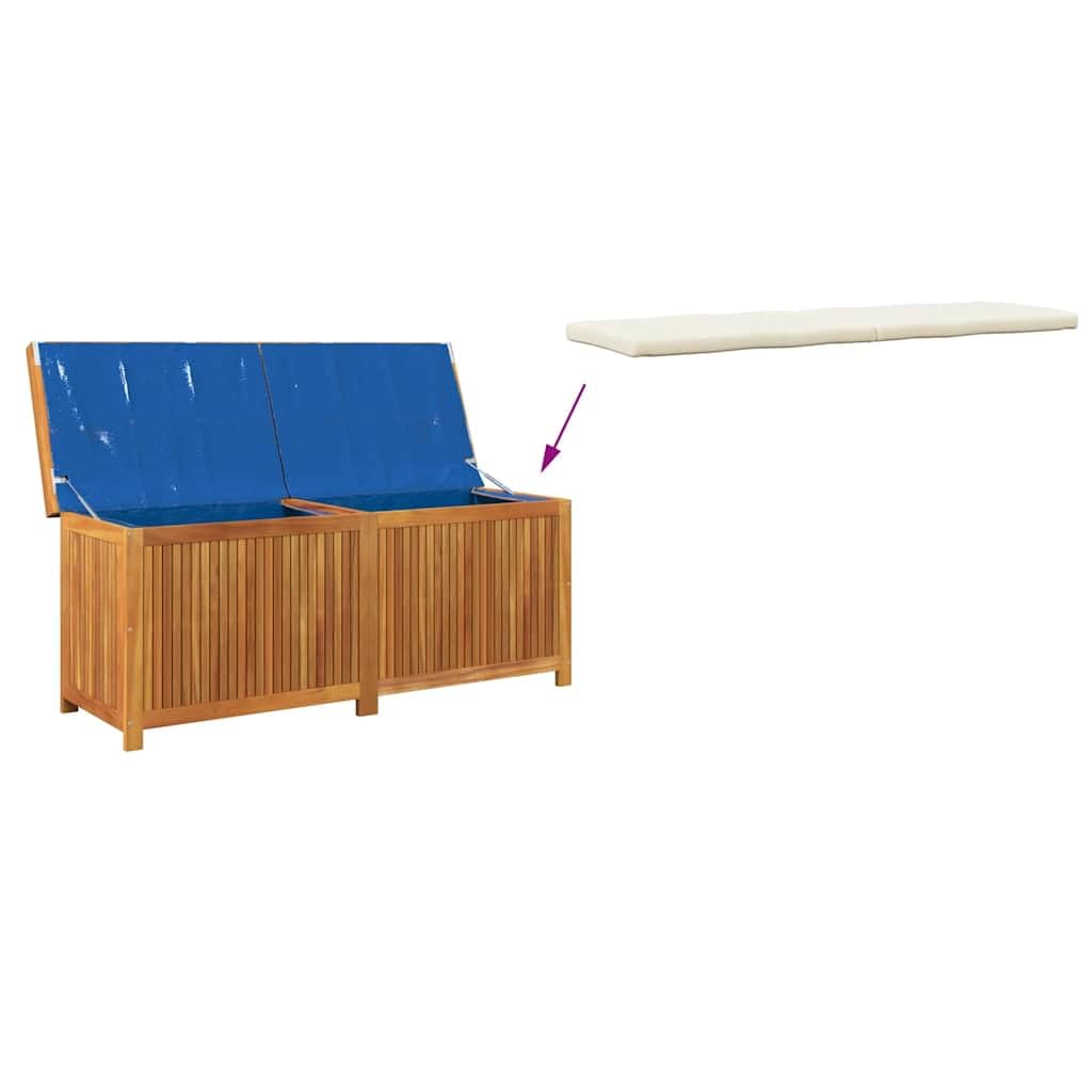 Outdoor-Kissenbox 150x50x60,5 cm aus Massivholz Akazie mit wasserfestem Innenbeutel und Belüftungslatten für Gartenbedarf
