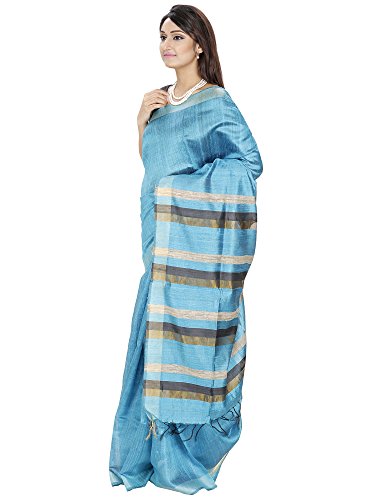 Romi's blue tussar silk saree in tussar silk – image 2