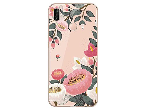 NOVAGO Coque pour Huawei P20 Lite en Gel TPU Souple Transparente Résistante et Solide Anti Choc avec Impression de qualité (1 Coque, Grosse Fleur)