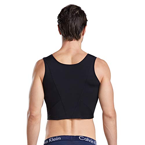 BaronHong Men's Body Shaper Chest Binder Flat Compression 3 Rows Clasp Bust Corset Vests2