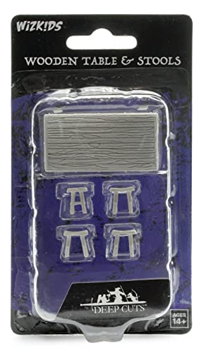 WizKids Pathfinder Deep Cuts Unpainted Miniatures - Wooden Table & 4 Stools