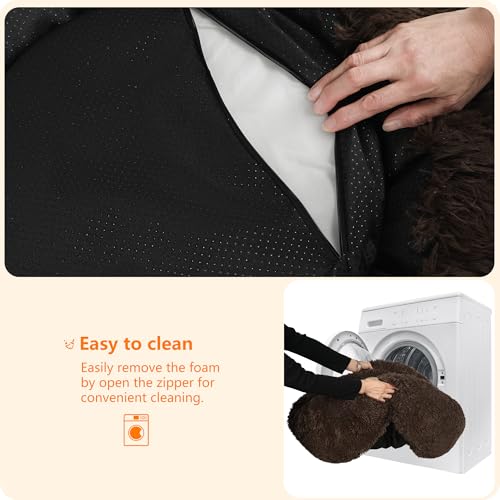 HMTOPE Orthopädisches Hundebett rund Hundekissen Hundesofa Katzenbett Donut Kuscheliges Hundekorb Waschbar, 120 cm Ø, Braun