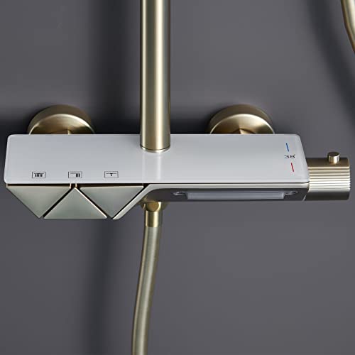 Robinet de douche exposé thermostatique avec douchette et cascade - 7