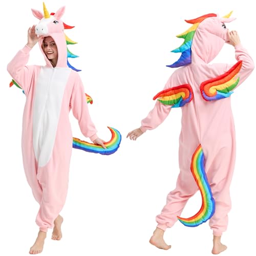 AMAMHAHAVA Unicorn Costumes Halloween Unicorn Onesie for Adults Cartoon Animal Christmas Cosplay One-piece Pajamas