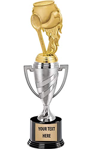 Crown Awards Cooking Trophy, 14" Silver Cup Chili Pot Cook Off Trophies, Enter Your Own Engraving, 1 Pack