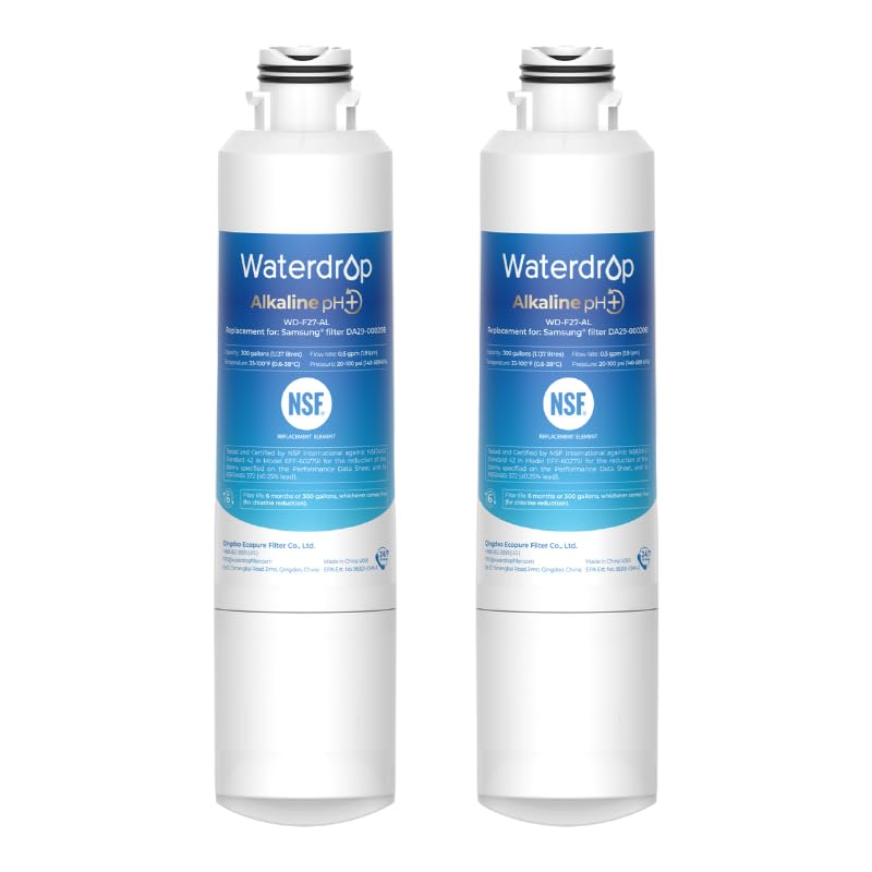 Waterdrop Alkaline DA29-00020B Replacement for Samsung® Water Filter HAF-CIN/EXP, HAF-CIN, DA29-00020B-1, DA97-08006A-1, RF28HMEDBSR, RF263BEAESR, RS25J500DSR, RF263TEAESG, 2 Filters