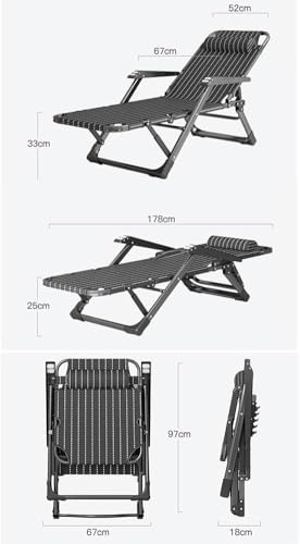Générique Fauteuil inclinable d'intérieur/extérieur - Lit de Repos inclinable d'extérieur avec Oreiller, Chaise de Camping Portable, idéale pour la Plage, Le Jardin et la détente. (A, Taille Unique)